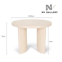 Gisele table à manger ronde 4 personnes bois peint beige glossy