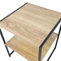 Colorado table de chevet 2 étagères bois et métal noir