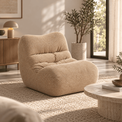 Belora fauteuil chill en tissu tweed marron écureuil