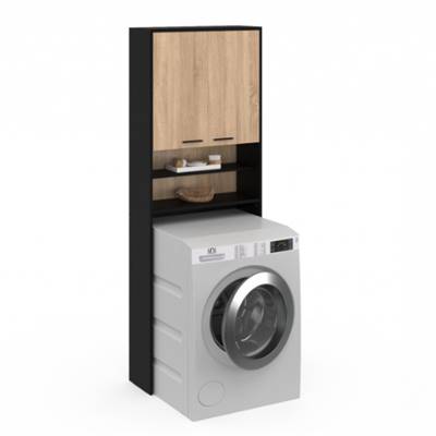 Dora meuble dessus de machine à laver 2 portes bois et noir