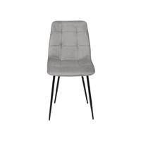 Milla chaise en velours gris clair effet matelassé