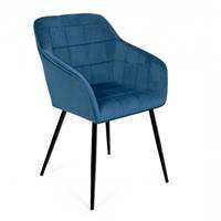 Beny fauteuil en velours matelassé bleu canard