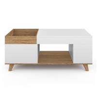 Boston table basse relevable et coffre de rangement bois et blanc