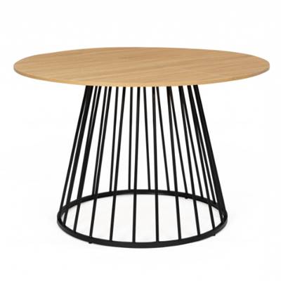 Tilki table à manger ronde 6 personnes en bois et pied filiaire noir
