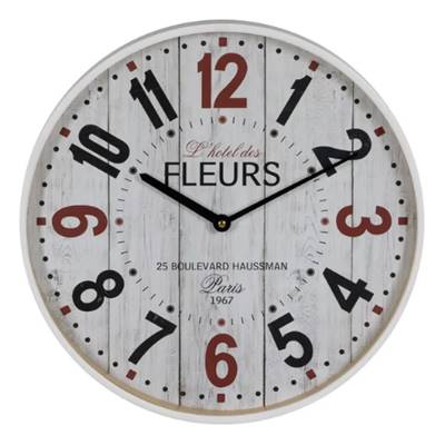 Renée horloge bois blanc et rouge