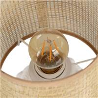 Lampe de table en céramique blanc effet bulle abat-jour cannage