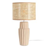 Surya lampe de table en céramique beige abat-jour fibre de papier