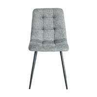 Mantis chaise matelassée marbrée en tissu vert/gris pieds métal