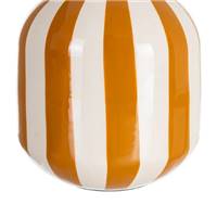 Zebri vase blanc à rayures jaune moutarde H25cm