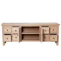 Gabriel meuble TV en bois naturel 8 tiroirs 2 portes L133