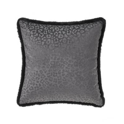 Kay coussin en velours motif léopard gris 45x45