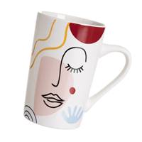 Visage lot de 4 tasses/mug céramique avec dessins colorés