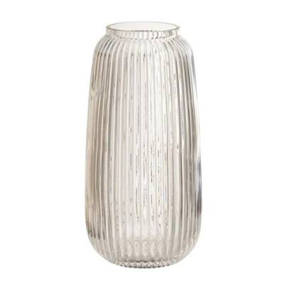 Bouteilla vase en verre transparent strié