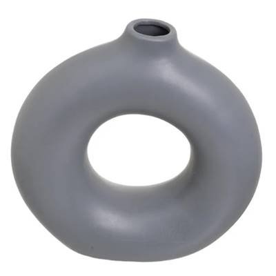 Cubista vase en céramique rond gris