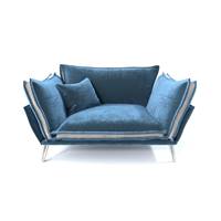 Laura fauteuil en velours bleu clair et pieds argentés