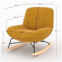 Mouty rocking chair effet velours jaune moutarde