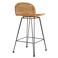 Zago chaise de bar en métal et résine tressé marron H63