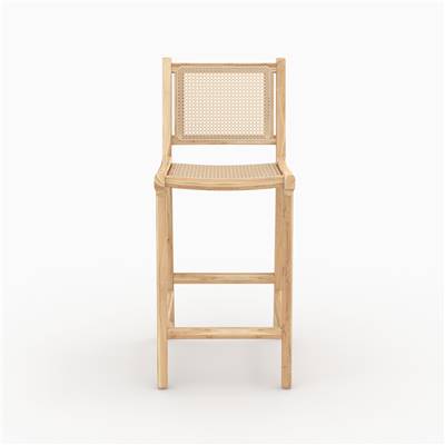 Spike chaise de bar en teck et cannage rotin H66