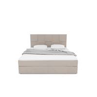Paollo lit boxspring 160x200 avec rangement en velours beige foncé et surmatelas