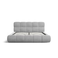 Lorea lit 180x200 avec rangement en velours gris clair