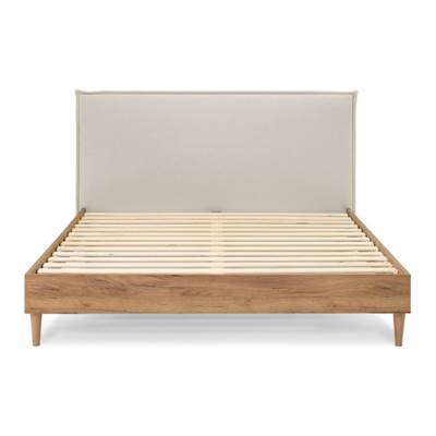 Naca lit 180x200 en bois de chêne et tissu beige