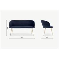 Adeline banc velours bleu roi et laiton