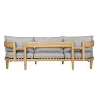 Borneo canapé d'extérieur en bois d'acacia tissu clair 3 places