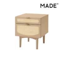 Emmi table de chevet caramel et rotin