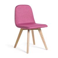 Basi chaise tissu rose, pieds frêne clair