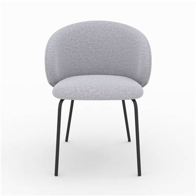 Nalon chaise en tissu gris clair chiné pieds métal noir