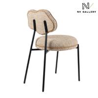 Amago chaise dossier nuage en tissu moucheté jaune et métal noir