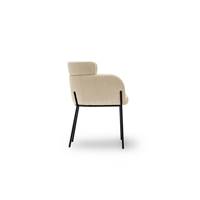 Baita chaise en tissu beige sable et métal noir
