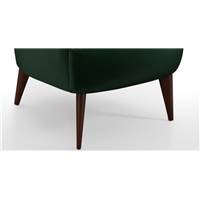 Bodil fauteuil en velours vert bouteille, pieds bois foncé