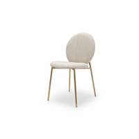 Roots chaise velours beige et pieds acier doré