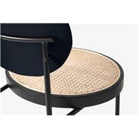 Rumana chaise rotin et velours bleu crépuscule