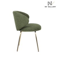 Grolette chaise en tissu vert et pieds laitonnés