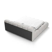 Cotton lit 180x200 avec rangement en tissu texturé blanc