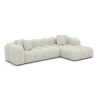 Cotton canapé d'angle droit convertible lit en tissu bouclé blanc