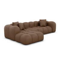 Cotton canapé d'angle gauche en cuir marron chocolat