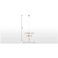 Globe lustre 11 ampoules laiton brossé et verre rose blush