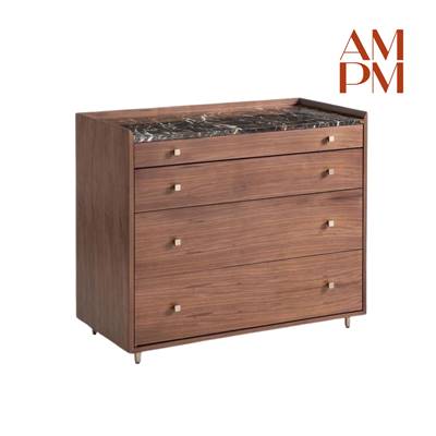 Mohan commode noyer et marbre ambré