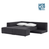 Ginger canapé d'angle gauche convertible polyester gris charbon