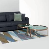 Aula table basse en cuivre et verre vert 90 cm