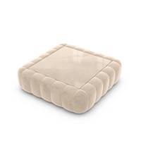 Raso table basse carrée en velours crème avec plateau en verre