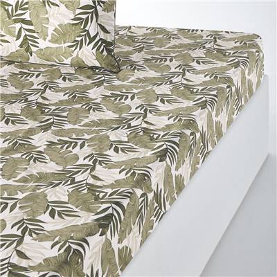 Palmae drap housse percale de coton végétal 90x190+30