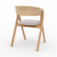 Merka chaise en bois d'hévéa et tissu beige