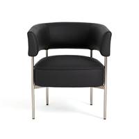 Fendu fauteuil métal et cuir lisse noir