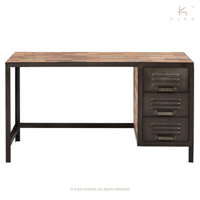 Factory bureau bois de bateau recyclé 3 tiroirs