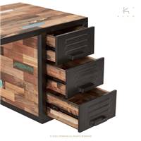 Factory bureau bois de bateau recyclé 3 tiroirs