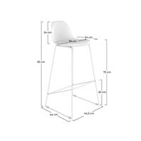 Yce chaise de bar blanche en cuir synthétique et métal H75